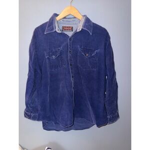 Woodland Corduroy Button Up Shirt Blue Long Sleeve Men's XL
